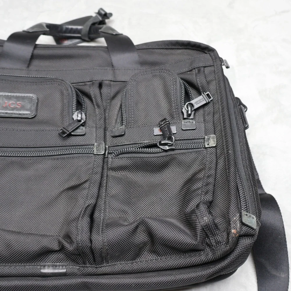 Tumi Laptop Bag Unisex One Size Black Alpha Expandable Ballistic Nylon Messenger
